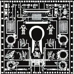 Stable Diffusion generated image of alien abduction circuitboard hieroglyph.