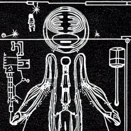 Stable Diffusion generated image of alien abduction circuitboard hieroglyph.