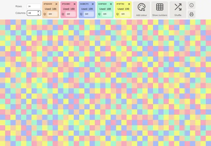 Panel layout generator interface with 960 panels.