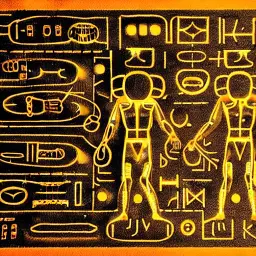 Stable Diffusion generated image of alien abduction circuitboard hieroglyph.